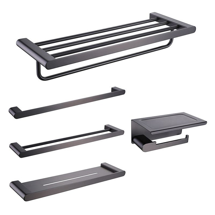 Lisslune | Dark Gray Modern Bathroom Accessory Set Stainless Steel Bathroom Accessory Set