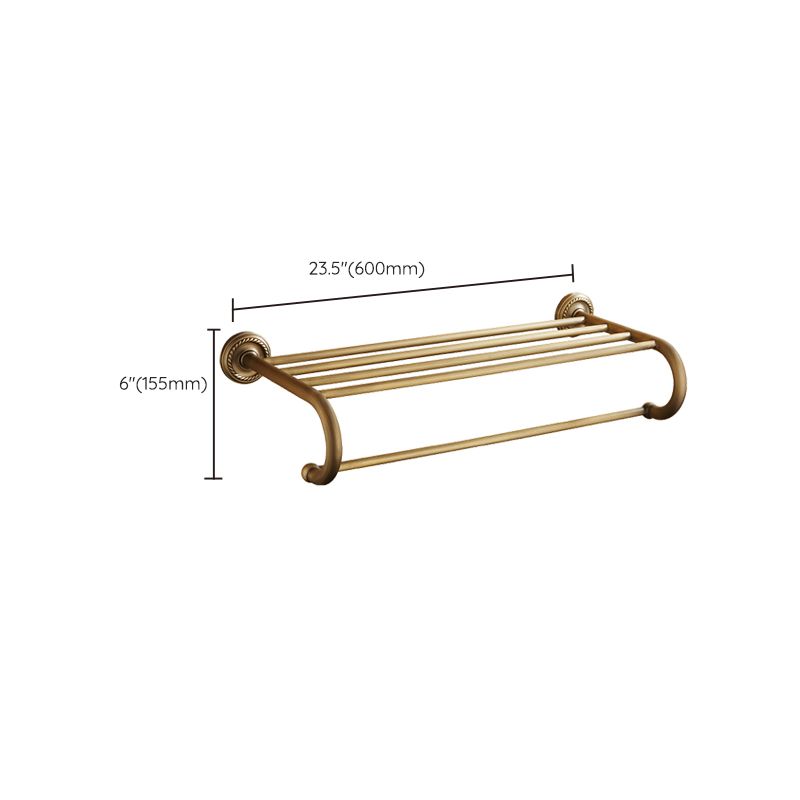 Lisslune | Worn Brass Traditional Bathroom Set with Bath Shelf/Paper Holder & Towel Bar