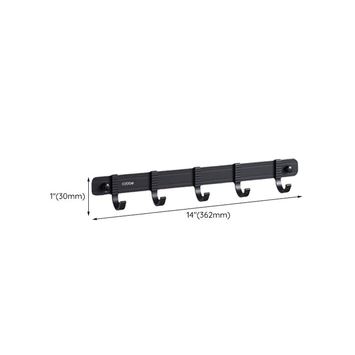 Lisslune | Contemporary bathroom accessory set with black finish and bath shelf/towel bar