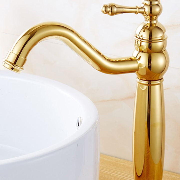 Lisslune | Glam Vessel Faucet Swivel Spout Lever Handle Sink Faucet