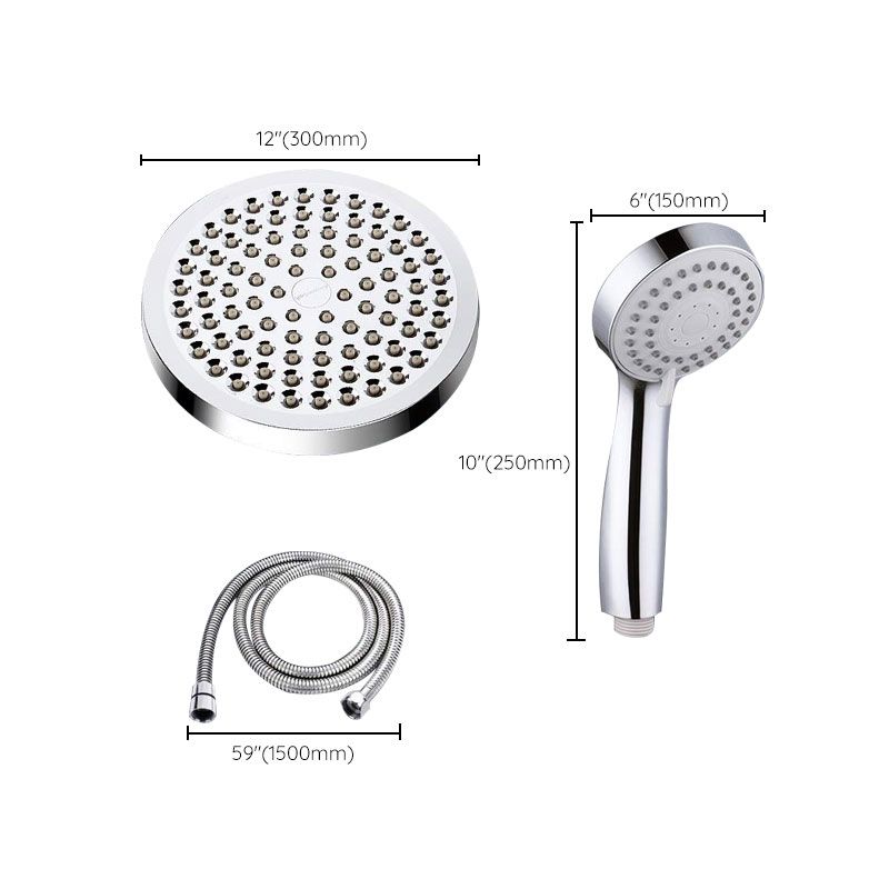Lisslune | Modern Standard Shower Set Double Round Metal Adjustable Spray Pattern Shower Head