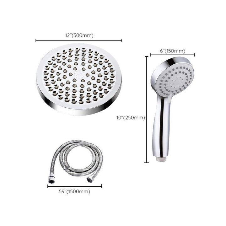 Lisslune | Modern Standard Shower Set Double Round Metal Adjustable Spray Pattern Shower Head