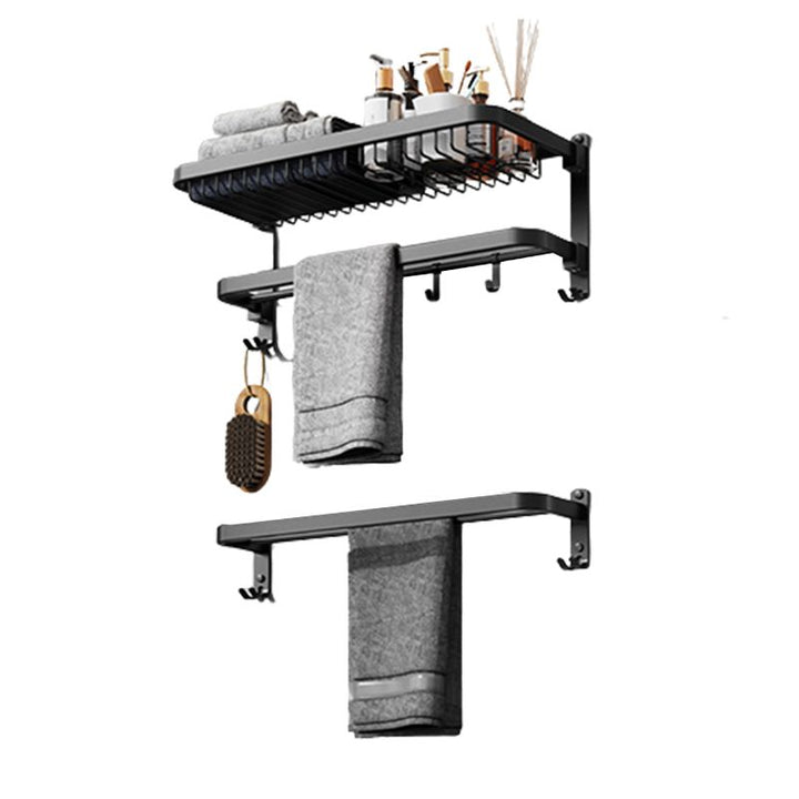 Lisslune | Minimalist black bathroom accessory set paper holder towel bar bath hardware set
