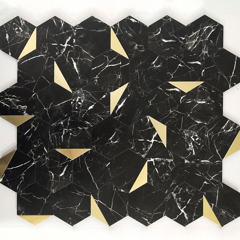 Lisslune | Hexagonal Mosaic Tiles Metal Peel and Stick Tiles for Kitchen and Bathroom, 11.8" x 11.8"