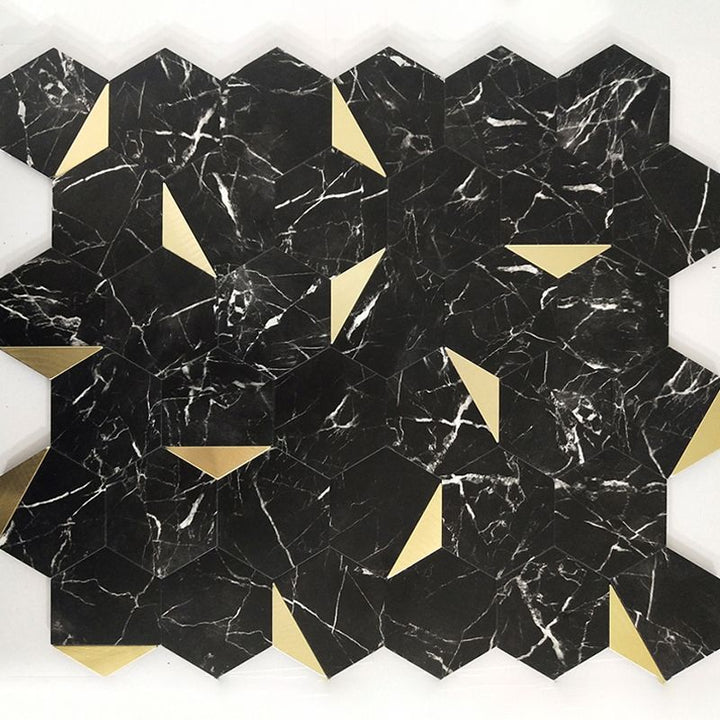 Lisslune | Hexagonal Mosaic Tiles Metal Peel and Stick Tiles for Kitchen and Bathroom, 11.8" x 11.8"