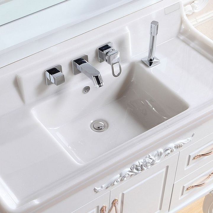Lisslune | Wall Mounted Faucet Brass Lever Handle Bathroom Faucet Hand Shower