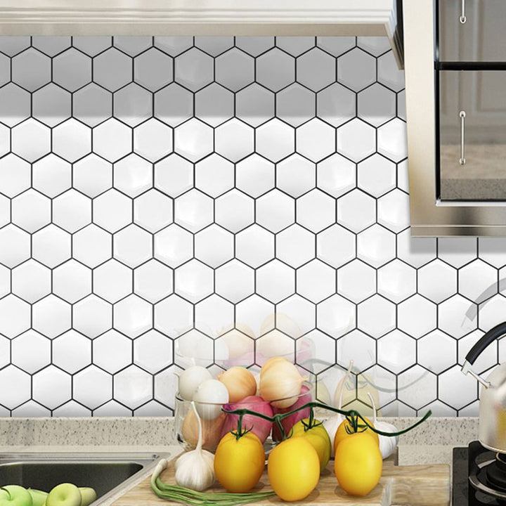 Lisslune | Peel-and-Stick Tiles Hexagonal Waterproof PVC Peel & Stick Mosaic Tile for Shower
