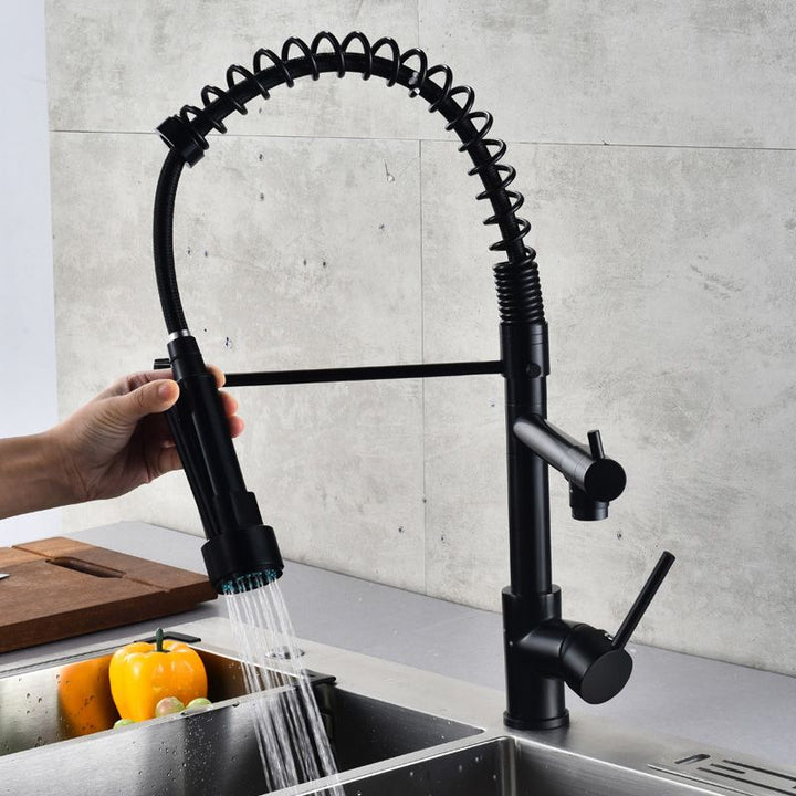 Lisslune | Glam Basin faucet Brass lever fittings Spring neck three-way outlet Bathroom sink faucet