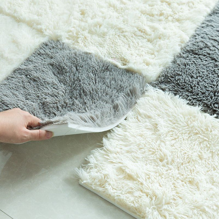 Lisslune | Modern Carpet Tiles Interlocking Color Block Shag Carpet Tiles