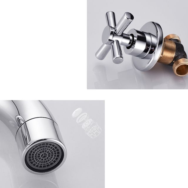 Lisslune | Modern bathroom faucet wall-mounted cross handles low arc faucet