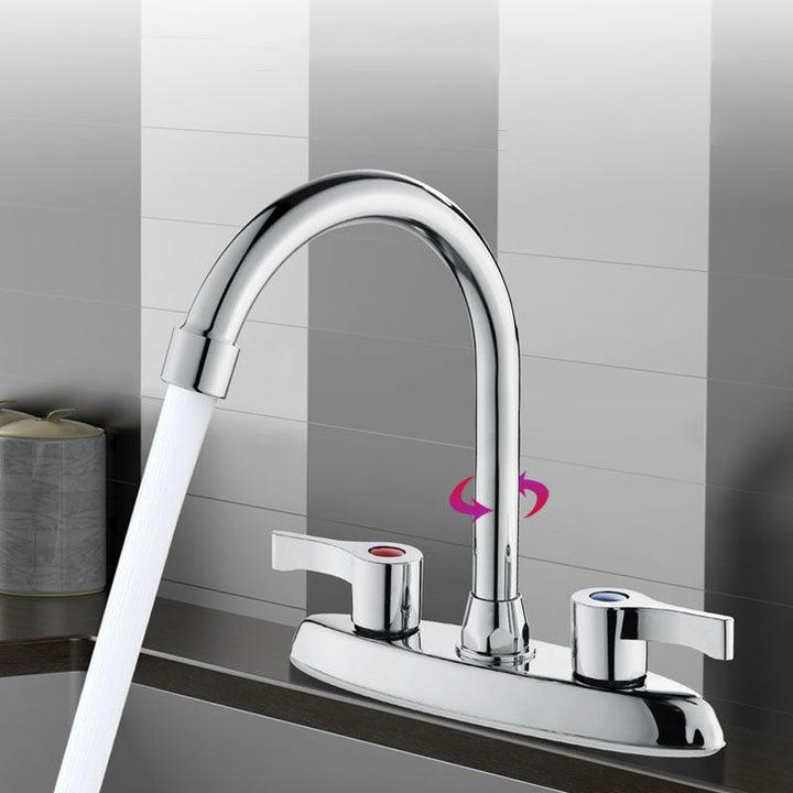 Lisslune | Modern Center Set Faucet Chrome 2 Handle Swivel Spout Sink Faucet