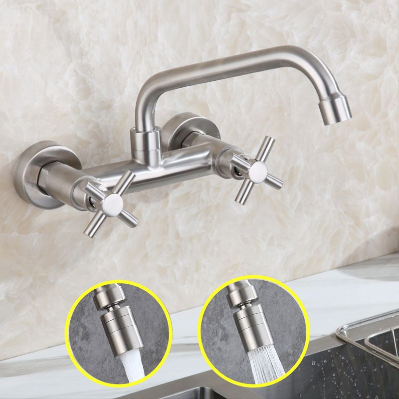 Lisslune | Round 2-Handle Bathroom Faucet Single Hole Wall Mounted Bathroom Faucet