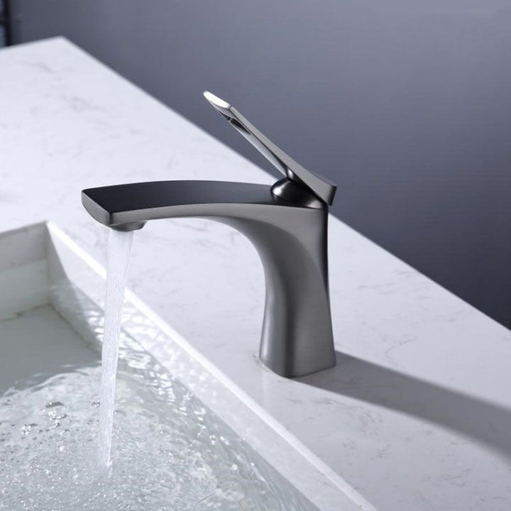 Lisslune | Modern Vessel Faucet Brass Lever Handles Low Arc with Water Hose Bathroom Vessel Faucet