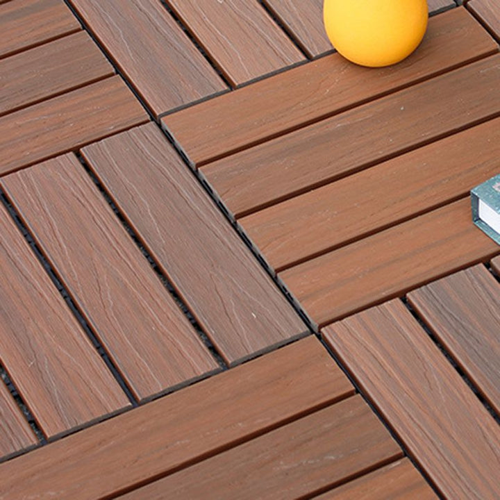 Lisslune | 12" X 12" 4-Slat Square PVC Floor Tiles With Interlocking Installation Floor Plates Tiles