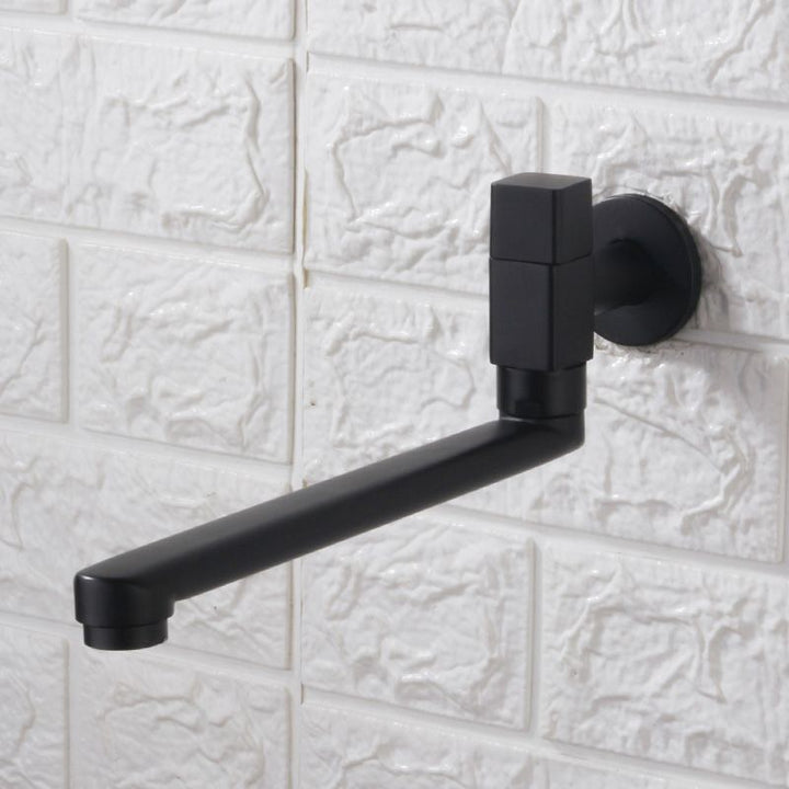 Lisslune | Contemporary Wall Mounted Bathroom Faucet Knob Handle Low Arc Swivel Solid Brass Faucet