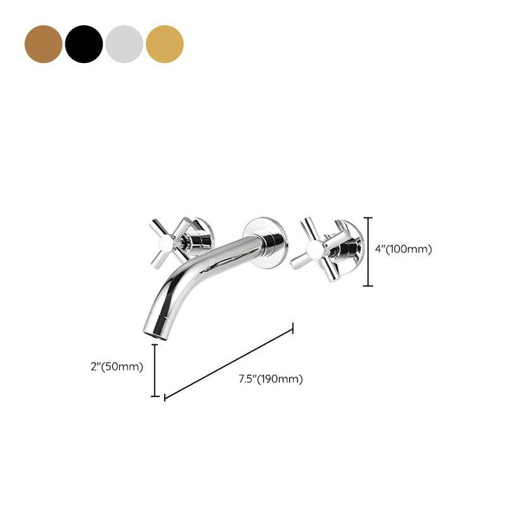 Lisslune | Modern Cross Handle Faucet Monochrome Wall Mounted Bathroom Faucet