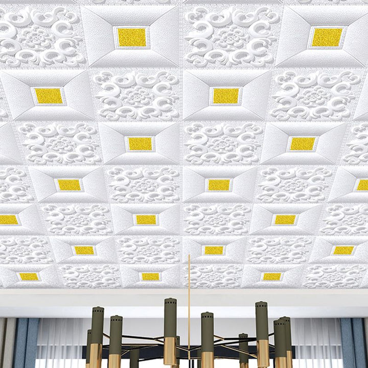 Lisslune | Wall Ceiling Glam Peel and Stick Waterproof Synthetic Brick Living Room Wall Panel (10-Pack)