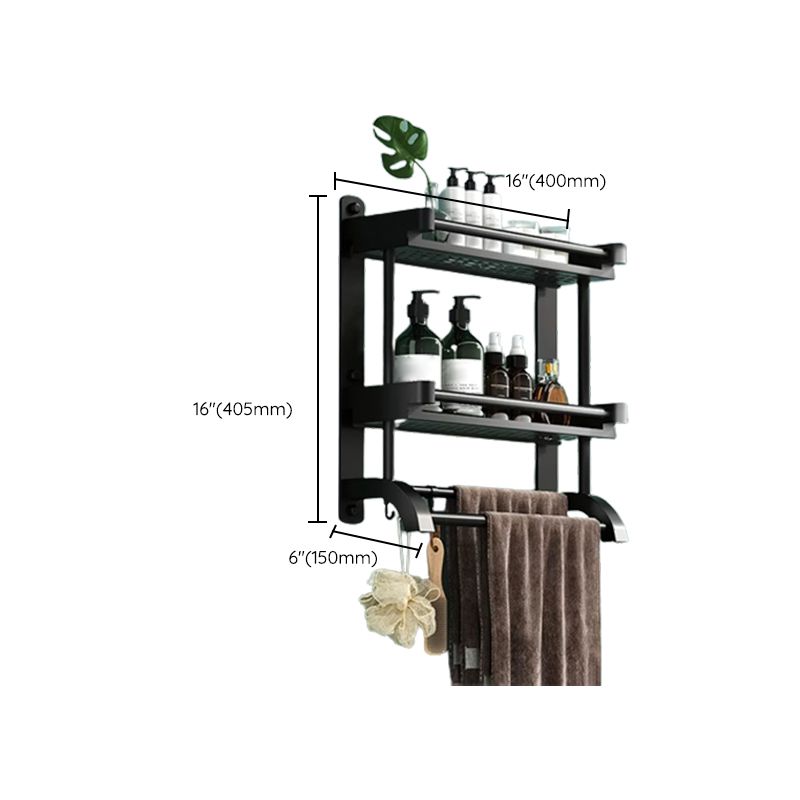 Lisslune | Modern Black Bathroom Accessories Stainless Steel Fitting Set Bathroom Shelf