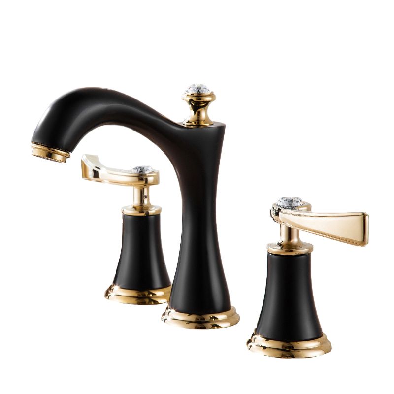 Lisslune | Modern Vessel Faucet Brass 2 Handles Low Arc Vessel Faucet for Home
