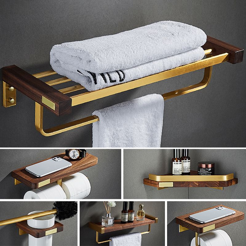 Lisslune | 6-piece Walnut Bathroom Accessories Set Metal Gold Bath Hardware Set