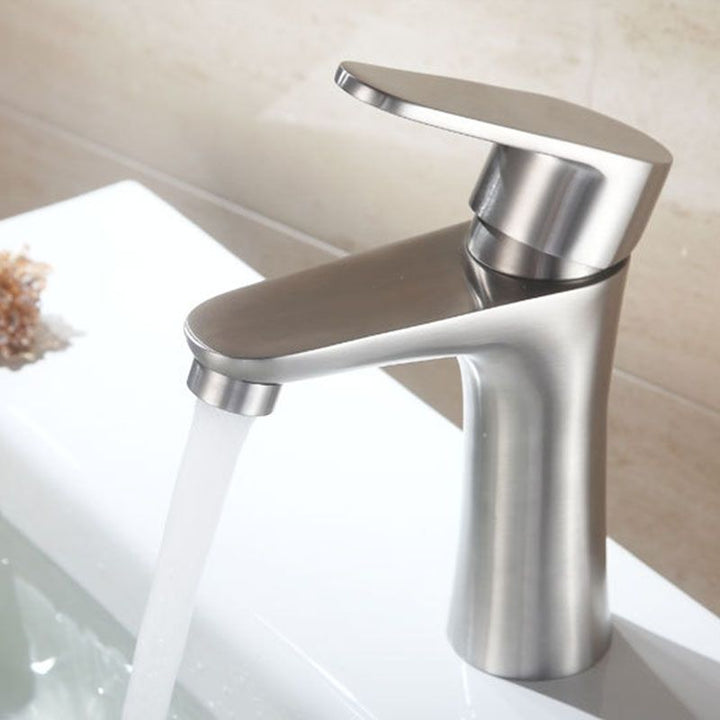 Lisslune | Contemporary Stainless Steel Basin Tap Lever Handles Low Arc Basin Mixer