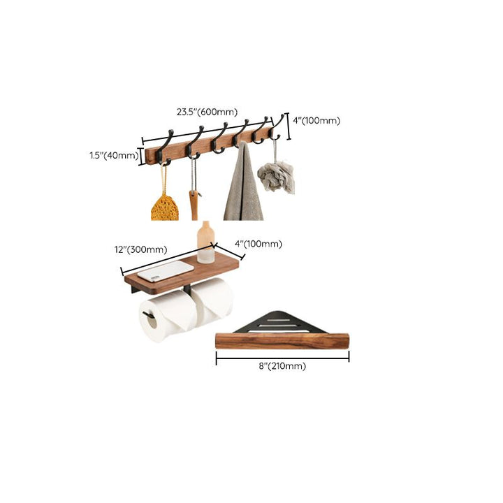 Lisslune | Solid Wood Bathroom Accessories Set Folding Metal Bathroom Accessories
