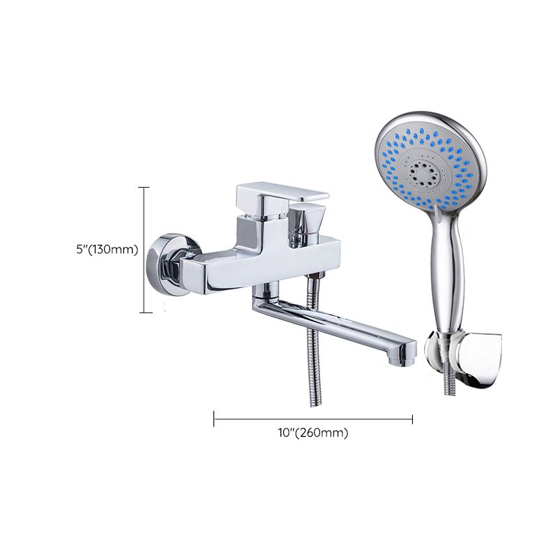 Lisslune | Chrome polished bathroom faucet wall-mounted with swivel spout and hand shower