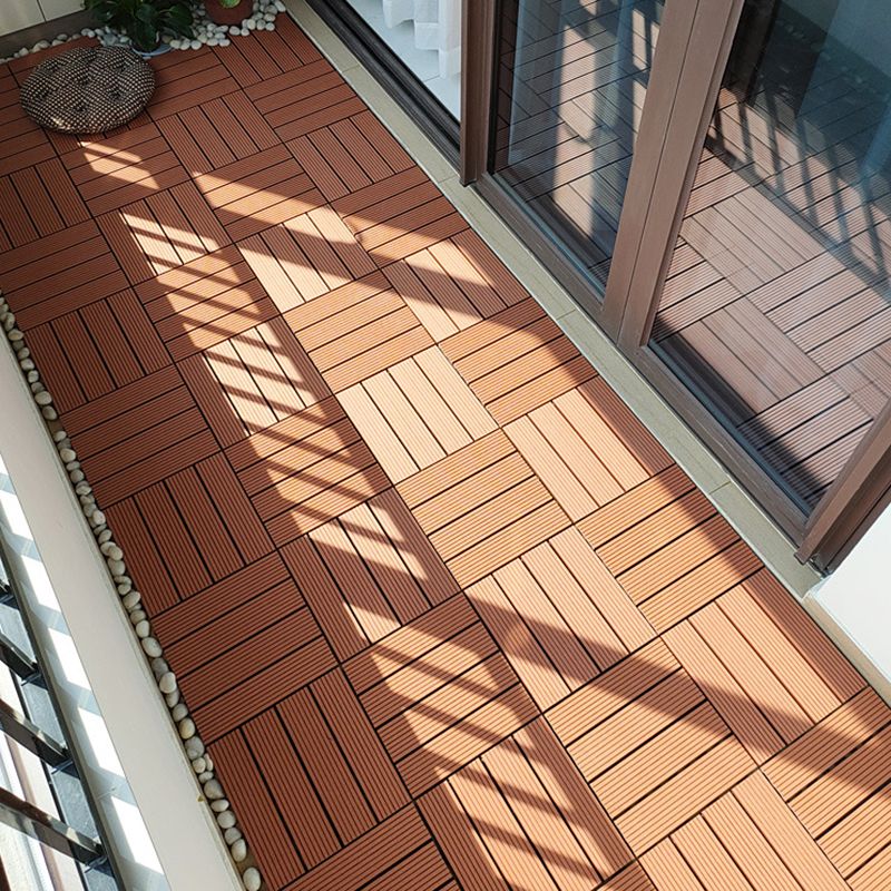 Lisslune | 12" X 12" 4-Slat Square Deck/Patio Floor Tiles Snap Installation Floor Plank Tiles