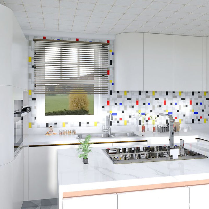 Lisslune | Mosaic tile Peel & Stick Tile PVC Kitchen backsplash Peel and Stick Wall Tile Set of 2