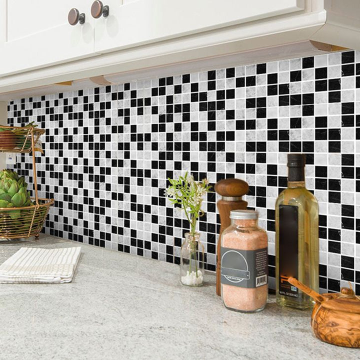 Lisslune | Peel & Stick Mosaic Tile Plastic Square Stain-Resistant Peel and Stick Tiles for Shower