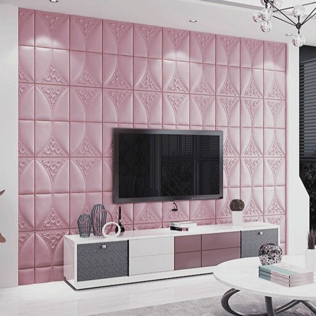 Lisslune | Modern Style Plastic Wall Panel Living Room Peel and Stick 3D Wall Covering