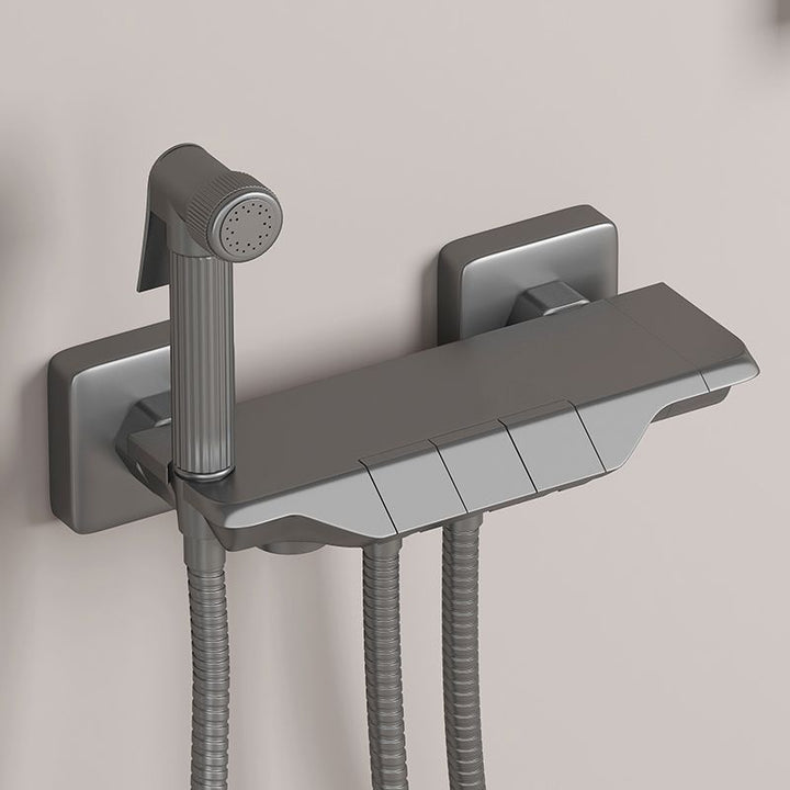 Lisslune | Push-button shower system wall mounting hand shower square shower system with shower hose