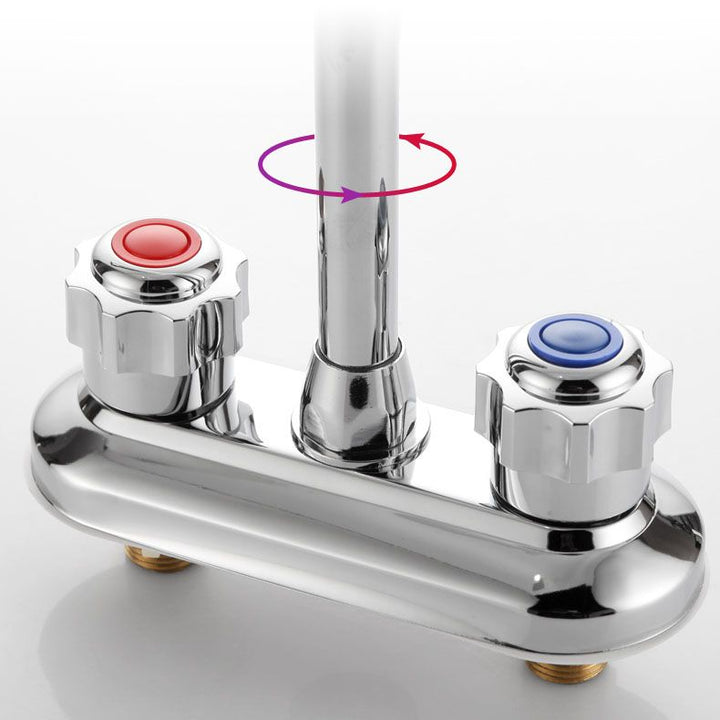 Lisslune | Modern Center Set Faucet Chrome 2 Handle Swivel Spout Sink Faucet