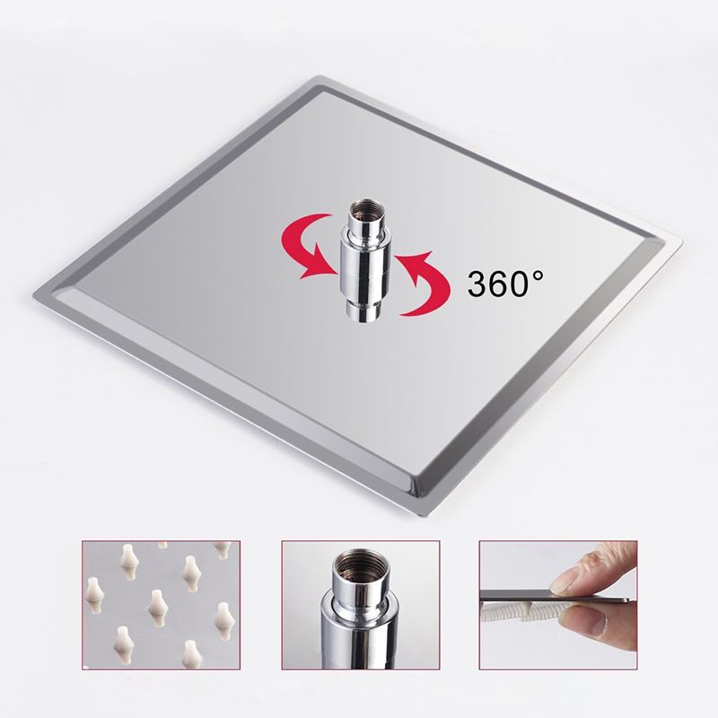 Lisslune | Contemporary Shower Combo Fixed Shower Head Stainless Steel Wall Mounted Square Shower Head