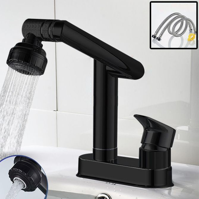 Lisslune | Modern Style Sink Faucet Copper Handle Low Arch Pull-out Sink Faucet