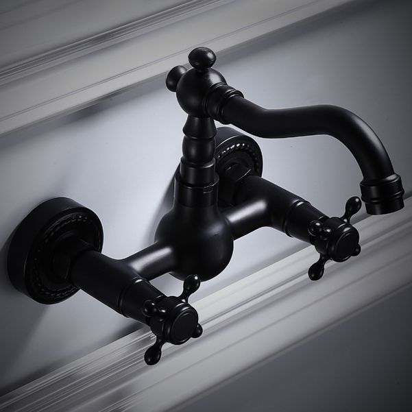 Lisslune | Traditional Wall Mounted Metal Bathtub Filler Low Arc Waterfall Bathroom Faucet