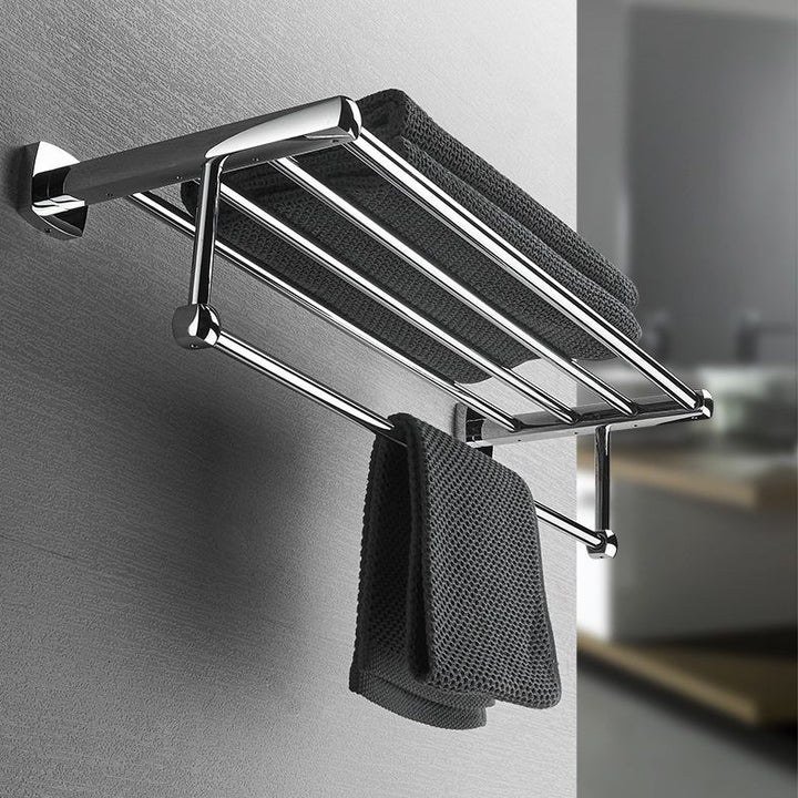 Lisslune | Polished Chrome Modernism Bathroom Accessory Set Bath Shelf / Towel Bar / Bathrobe Hook Included