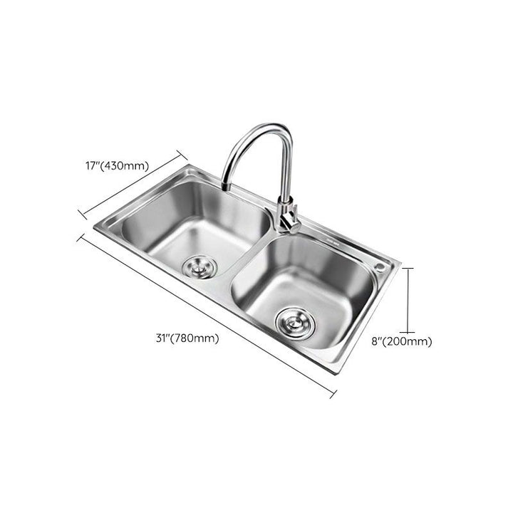 Lisslune | Classic Style Kitchen Sink Stainless Steel Kitchen Sink with Drainage Hole Kit
