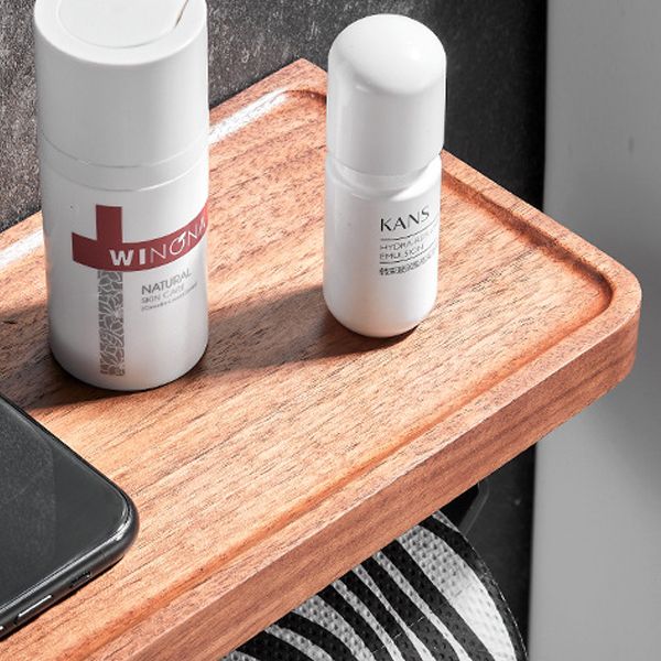 Lisslune | Wood & Aluminum Bathroom Set Brown Bathroom Accessory Set