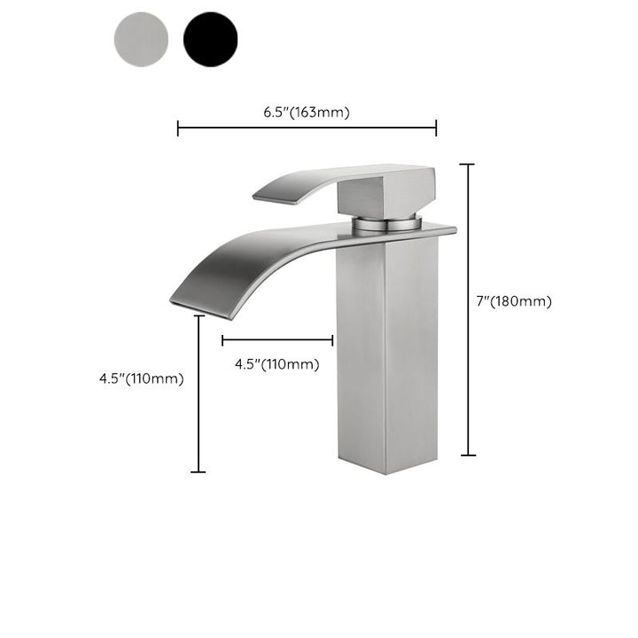Lisslune | Industrial Vessels Faucet Stainless Steel Lever Handles Waterfall Spout Bathroom Faucet