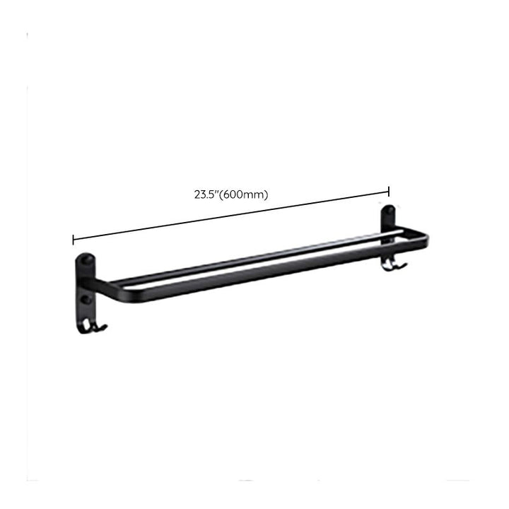 Lisslune | Contemporary Bathroom Accessory Set Black Surface Bathrobe Hook/Towel Ring Bar