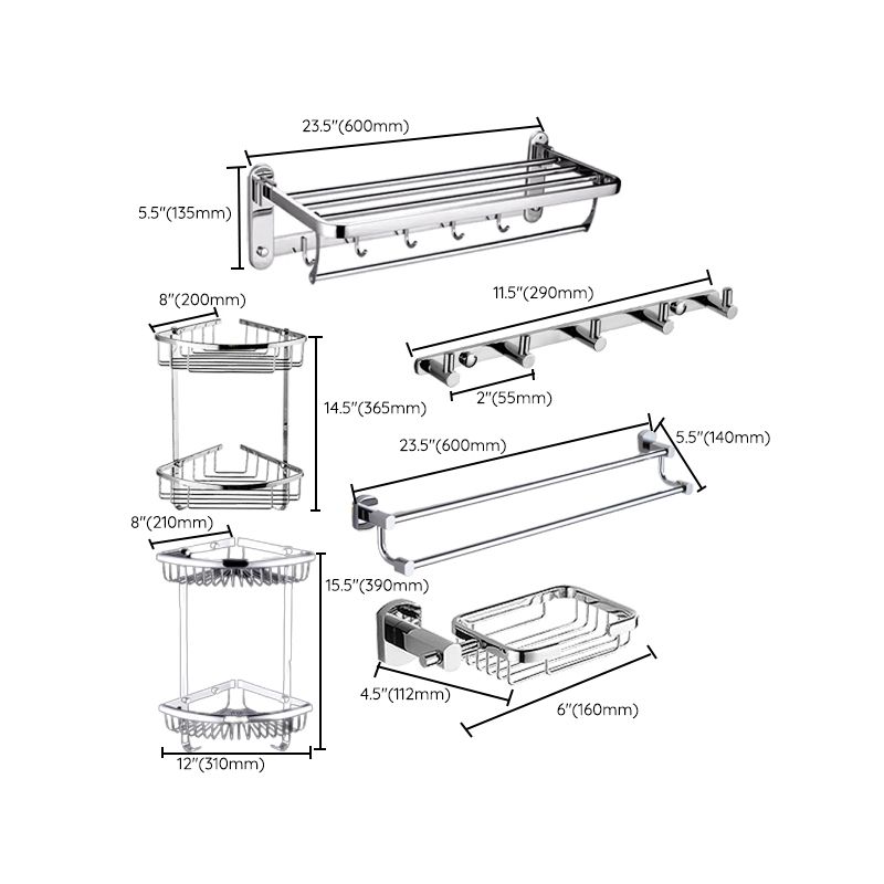 Lisslune | Contemporary Bathroom Accessories Hardware Set made of silver metal