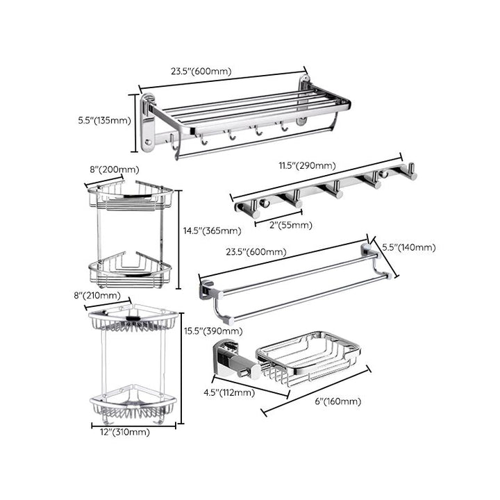 Lisslune | Contemporary Bathroom Accessories Hardware Set made of silver metal