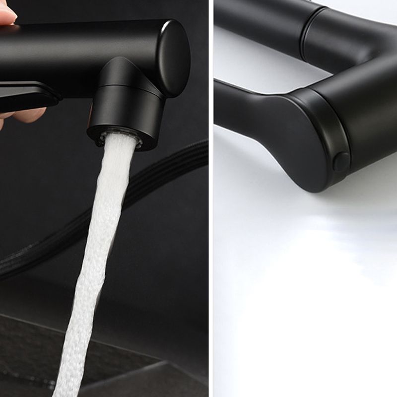 Lisslune | Modern Sink Faucet Copper Single Handle Low Arc Pull Down Sink Faucet