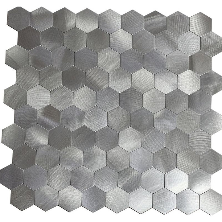 Lisslune | Hexagonal Mosaic Tiles Metal Peel and Stick Tiles for Kitchen and Bathroom, 11.8" x 11.8"