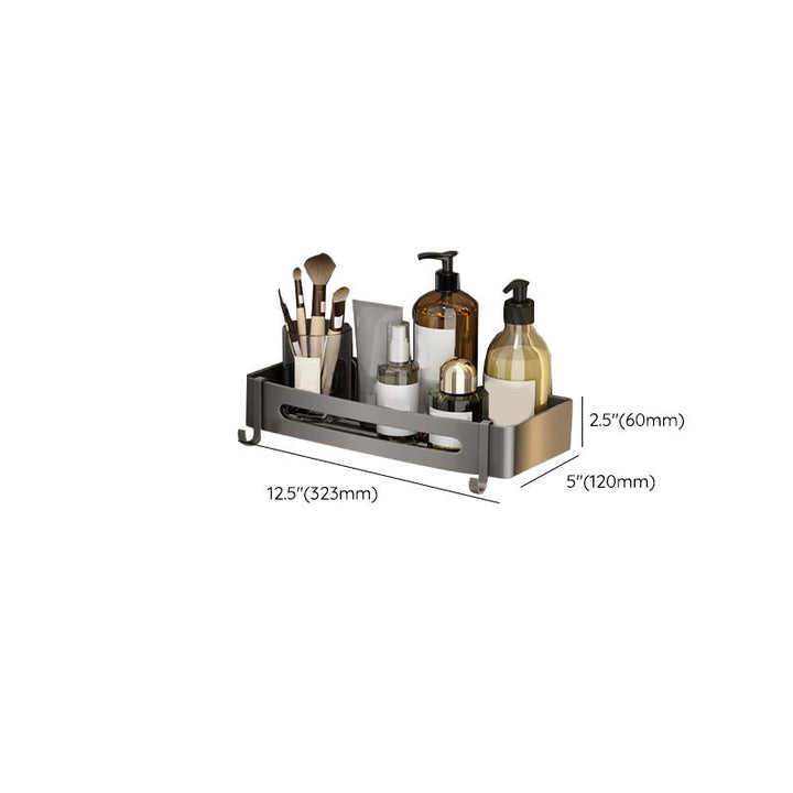 Lisslune | Gray contemporary bathroom accessory set Bathroom shelf/towel holder & bathrobe hook incl.