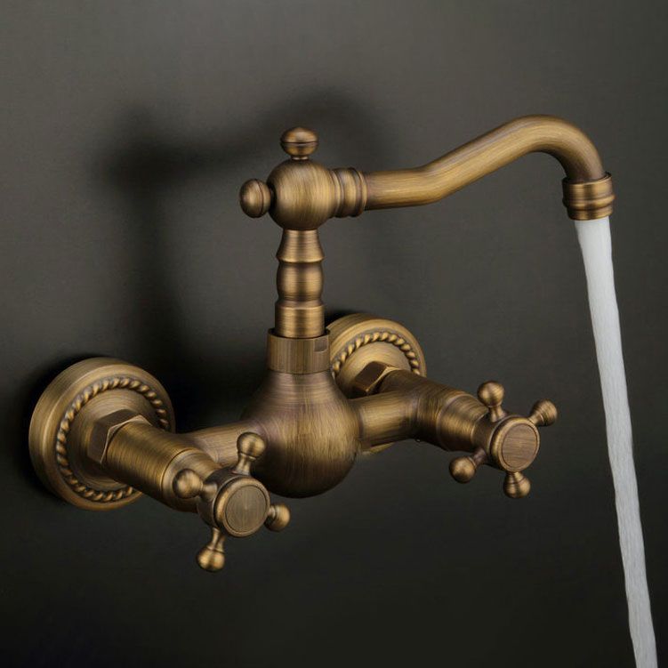 Lisslune | Traditional Wall-Mounted Copper Clawfoot Bathtub Faucet Trim Low Arc Clawfoot Bathtub Faucet