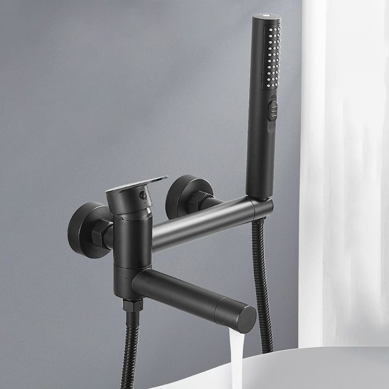 Lisslune | Modern Bath Rim Piece Single Handle Wall Mounted Bathtub Faucet with Hand Shower