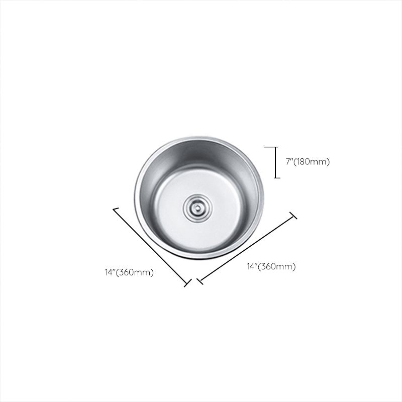 Lisslune | Round Single Bowl Kitchen Sink Stainless Steel Sink with Drain Strainer Set