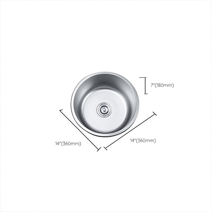 Lisslune | Round Single Bowl Kitchen Sink Stainless Steel Sink with Drain Strainer Set